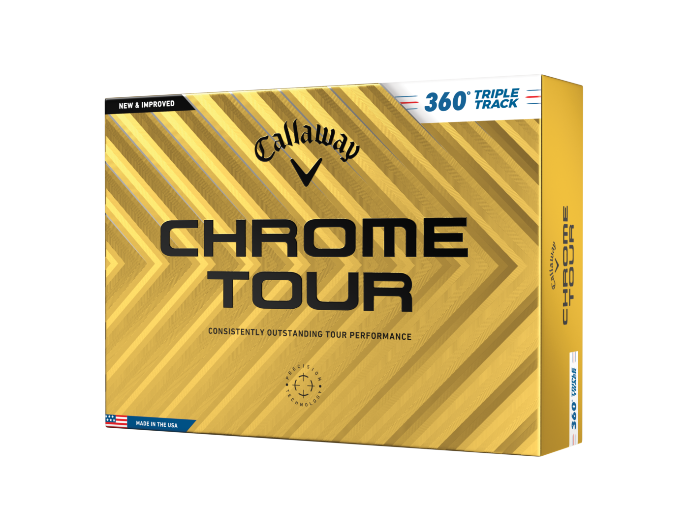 Dozen box of Callaway Chrome Tour golf balls 360 triple track