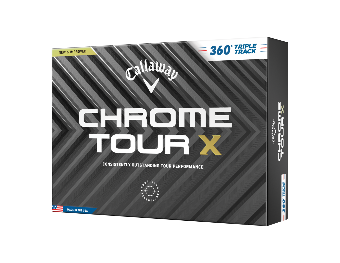 Dozen box of Callaway Chrome Tour X golf balls 360 triple track